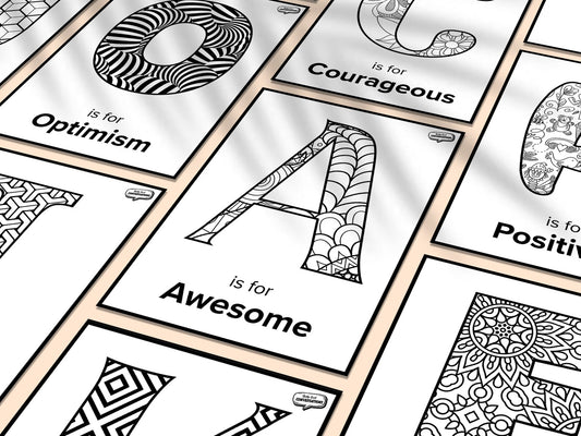 26 Positivity ABC Colouring Pages - Digital Download